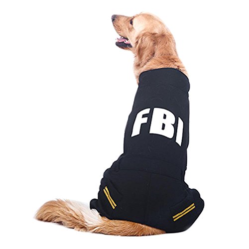 Boodtag Hunde Hoodie FBI Jumper Hundemantel Weste Welpen Dick Winddicht Pullover Winterpulli Overall Jumpsuit Outwear von Boodtag