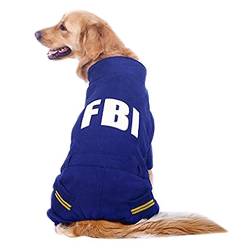 Boodtag Hunde Hoodie FBI Jumper Hundemantel Weste Welpen Dick Winddicht Pullover Winterpulli Overall Jumpsuit Outwear von Boodtag