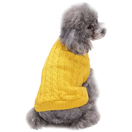 Boodtag Hunde Pullover Weich Warm Strickpullover Haustier Bekleidung Rollkragen Hundepulli Chihuahua Teddy Dog Gestrickt Weste Rot Rosa Blau Braun Gelb von Boodtag