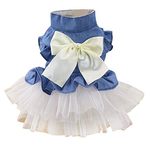 Boodtag Prinzessin Schleife Kleiner Hund Welpen Katze Tutu Kleid Hochzeit Party Pet Puppy Sundress Mesh Kleidung Bekleidung Hundkostüm Hustierkostüm für Feste Halloween Weihnachten von Boodtag