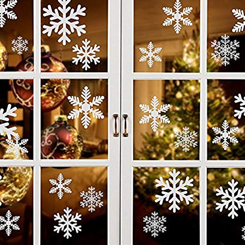 Boodtag Weihnachten Fensteraufkleber Wandaufkleber mit weiße Schneeflocke Druck Fensterbilder Abnehmbare,5pcs,6pcs von Boodtag