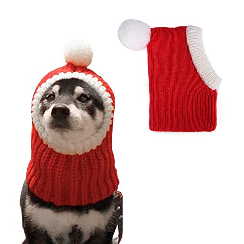 Boodtag Weihnachtliches Verkleiden für Hunde – Weihnachtsmütze für Hals und Ohren, warm, weicher Strickschal für mittelgroße und große Haustiere, Katzen, Hunde (klein, rot) von Boodtag