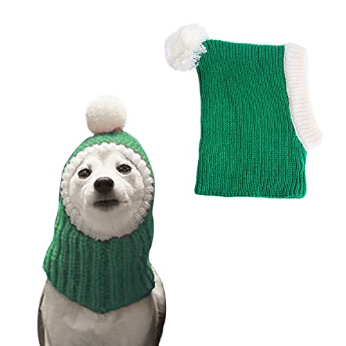 Boodtag Weihnachtskleid für Hund – Xmas Dog Hat Kostüm für Hals Ohr Warm – Weicher Strick Snood Kopfbedeckung Verteidiger für mittelgroße große Haustiere Katzen Hund (groß, grün) von Boodtag