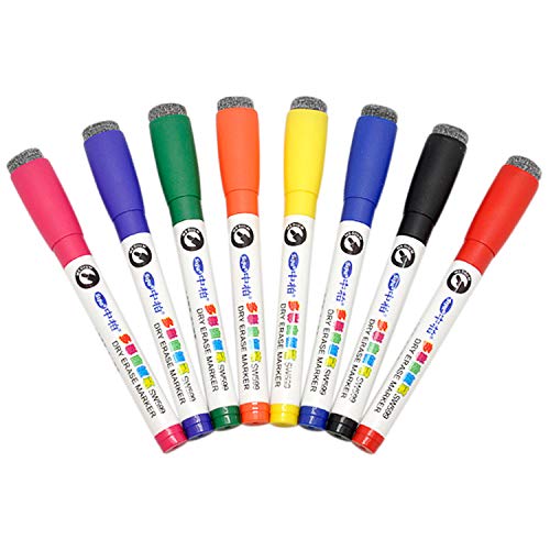 Boodtag Whiteboard Marker Set Aufkleber Bunte 8 löschbar für Kinder ideal für Schule, Zuhause und Wand trocken rückstandsfrei abwischbar von Boodtag