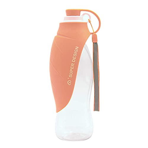 Tragbare Hundewasserflasche, 580 ml, faltbarer Reisespender für Hunde, auslaufsicher, mit Trinkbecher für Spaziergänge im Freien (orange) von Boodtag