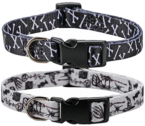 2 Pack Halloween Hundehalsband Vampir Schädel Hundehalsband Verstellbares Welpenhalsband Haustier Halsbänder für große Hunde von BoomBone