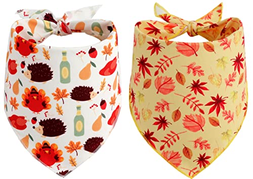 2 Stück Herbst Thanksgiving Hunde Bandanas Lätzchen Dreieck Welpen Schal Lätzchen Hundehalstuch Set Hund Bandana für Hunde Katze Haustier von BoomBone