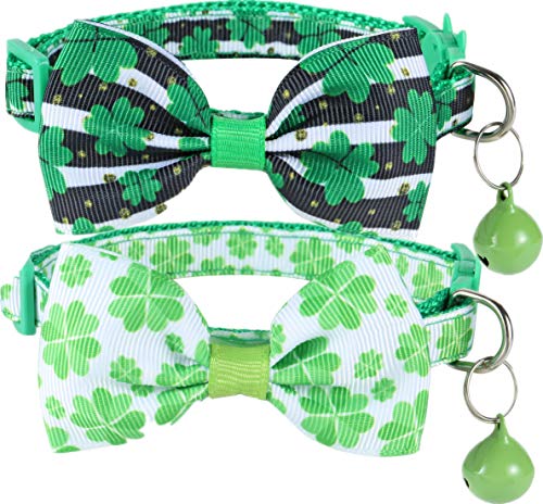 BoomBone 2 Stück St Patricks Day Katzenhalsband, Sicherheits-Halsbänder mit Glöckchen für Kätzchen von BoomBone