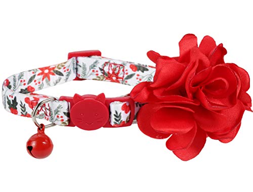 BoomBone Katzenhalsband, Weihnachtsmotiv, Blume, mit Breakaway-Welpenhalsband, Charms, Haustier-Zubehör von BoomBone