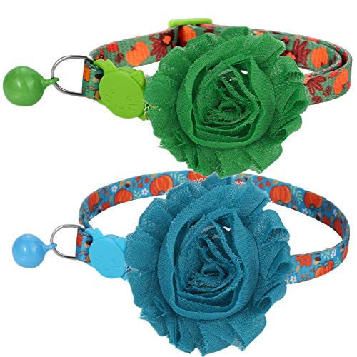 BoomBone Katzenhalsband mit abnehmbaren Blumen, 2er-Pack, süßes Katzenhalsband mit Glöckchen von BoomBone