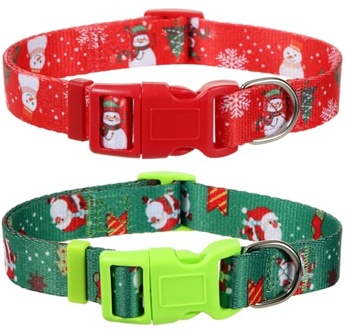 Weihnachts-Hundehalsband, Winterhalsband für mittelgroße Hunde, niedlicher Schneemann und Weihnachtsmann, Hundehalsbänder für Jungen, Mädchen, Hunde, Weihnachten von BoomBone