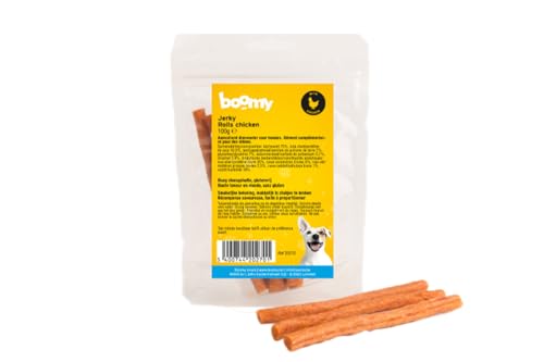 Boomy - Jerky Rolls - Glutenfreie Hundesnacks - Kaustäbchen mit hohem Fleischanteil - Hundebonbons (3x100g, Huhn) von Boomy