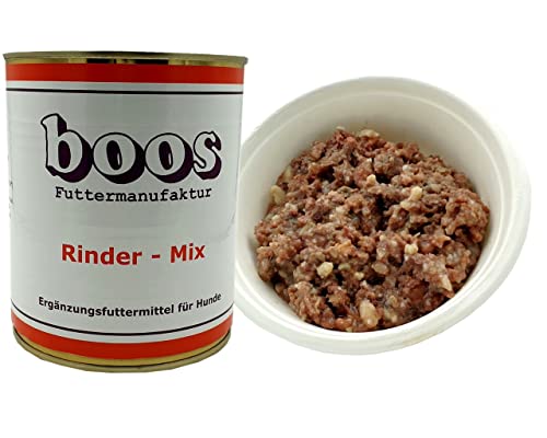 Boos Rinder-Mix Menü 2 x 800g Dosen (insg. 1,6kg) Hundefutter, Nassfutter, Rinderpansen, Rinderkehlkopf, Rindfleisch von Boos