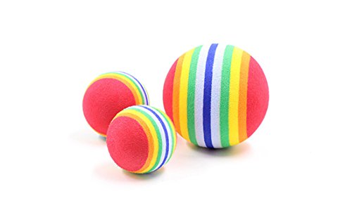 Boowhol 3 Stücke Hundespielzeug Ball Bunter Spielzeugball Regenbogen Spielzeug Bälle Kauspielzeug für besonders hohen Spiel-Spaß (Durchmesser 3,5 cm) von Boowhol