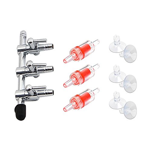 BornFeel Air Flow Control Hebel Ventil 10 in 1 Set 3-Wege-Pumpe Verteiler Splitter & 3 Überprüfen Sie die Ventile & 6 Saugnäpfe für Aquarium Fisch Tank von BornFeel