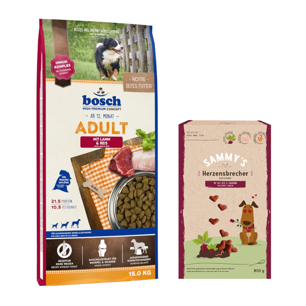 15 kg bosch + 800 g Sammy's Herzensbrecher gratis! - Adult Lamm & Reis von Bosch High Premium concept