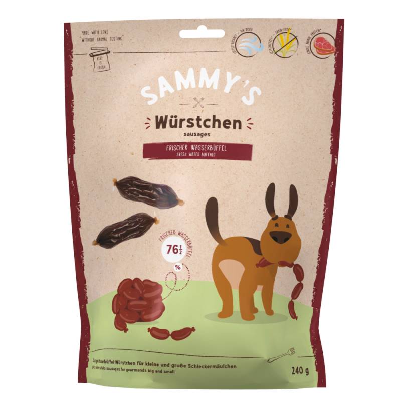 2 + 1 gratis! 3 x Sammy's Hundesnacks - 3 x 240 g Würstchen mit Wasserbüffel von Bosch Sammy`s Snack concept