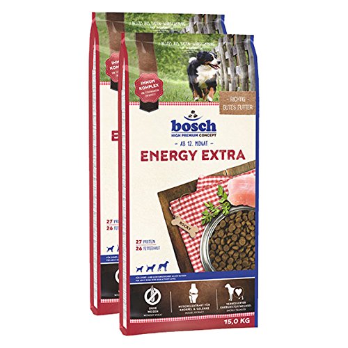 Bosch Hundefutter Verschiedene Sorten 2x15kg Energy Extra von Bosch