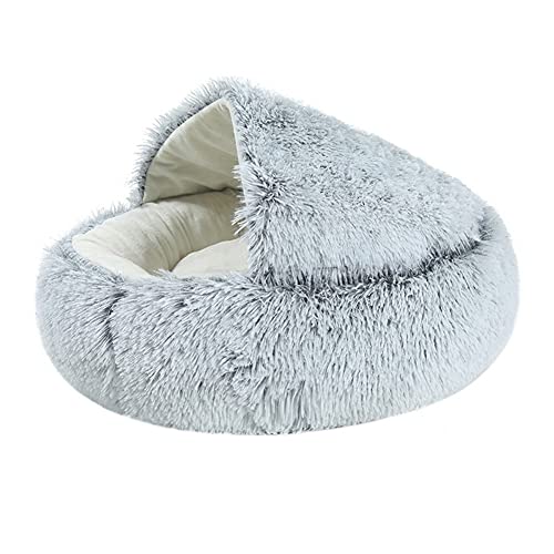 Bosixty Katzenbett,Gemütliches Haustierbett,Donut Katzenbett,Crystal Samt warme runde Halbe Packung Deep Sleep Plüsch Katzenbett von Bosixty