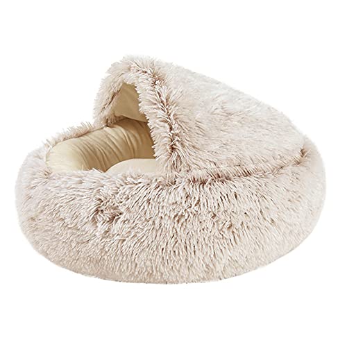 Bosixty Katzenbett,Gemütliches Haustierbett,Donut Katzenbett,Crystal Samt warme runde Halbe Packung Deep Sleep Plüsch Katzenbett von Bosixty