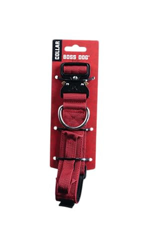 Boss Dog Taktisches rotes Halsband, 3,8 cm breit, Größe M (38,1 cm - 45,7 cm verstellbar) von Boss Dog