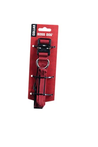 Boss Dog Taktisches rotes Halsband, 3 cm breit, klein (33 cm - 40,6 cm verstellbar) von Boss Dog