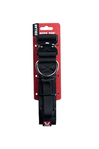 Boss Dog Taktisches schwarzes Halsband, 3,8 cm breit, Größe L (43,2 cm - 55,9 cm verstellbar) von Boss Dog