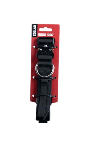 Boss Dog Taktisches schwarzes Halsband, 3,8 cm breit, Größe M (38,1 cm - 45,7 cm verstellbar) von Boss Dog