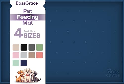 BossGrace Hundefuttermatte, 71,1 x 45,7 cm, große Katzenfuttermatte, erhöhte Kanten, Hundematte für Futter und Wasser, verhindert Verschütten, wasserdichte Silikon-Haustierfuttermatte für Böden, von BossGrace