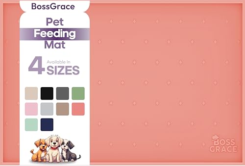 BossGrace Hundefuttermatte – 61 x 38,1 cm, große Silikon-Haustierfuttermatte, erhöhte Kanten, Hundematte für Futter und Wasser, verhindert Verschütten, wasserdichte Katzenfuttermatte für Böden, leicht von BossGrace