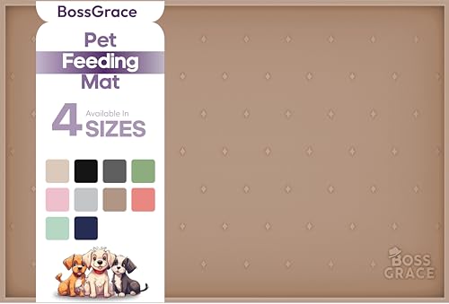 BossGrace Hundefuttermatte – 61 x 38,1 cm, große Silikon-Haustierfuttermatte, erhöhte Kanten, Hundematte für Futter und Wasser, verhindert Verschütten, wasserdichte Katzenfuttermatte für Böden, leicht von BossGrace