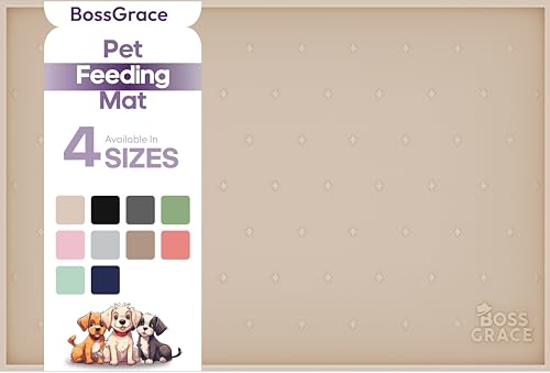 BossGrace Hundefuttermatte aus Silikon, groß, Beige von BossGrace