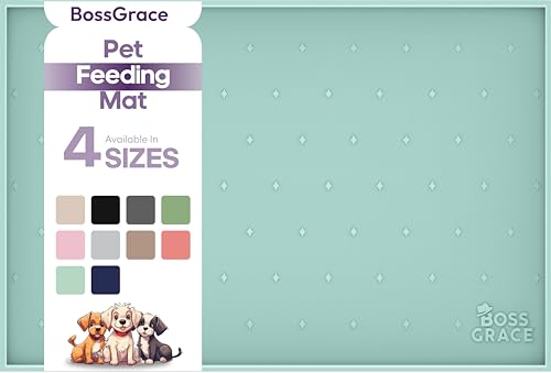 BossGrace Hundefuttermatte, 71,1 x 45,7 cm, große Katzenfuttermatte, erhöhte Kanten, Hundematte für Futter und Wasser, verhindert Verschütten, wasserdichte Silikon-Haustierfuttermatte für Böden, von BossGrace