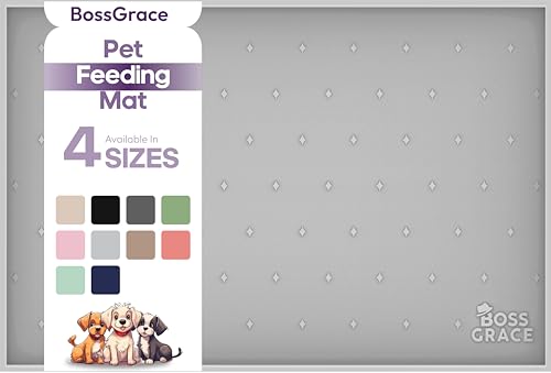 BossGrace Hundematte – 61 x 4,1 m Silikon-Haustiermatte, erhöhte Kanten, wasserdicht für Futter und Wasser von BossGrace