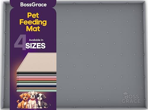 BossGrace XL-Hundefuttermatte, Allzweck-Silikon-Haustierfuttermatte, Katzenstreu-Matte, Unterbeckenmatte, erhöhte Kanten, Hundematte für Futter und Wasser, verhindert Verschütten, wasserdichte von BossGrace