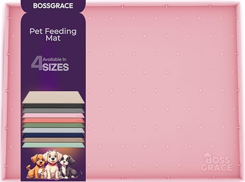 BossGrace XL-Hundefuttermatte, Allzweck-Silikon-Haustierfuttermatte, Katzenstreu-Matte, Unterbeckenmatte, erhöhte Kanten, Hundematte für Futter und Wasser, verhindert Verschütten, wasserdichte von BossGrace