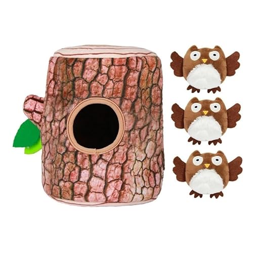 Burrow Toys Quietschendes interaktives Haustier-Nasenstöpsel-Spielzeug for Hunde, Plüsch-Haustierspielzeug, lustiges Versteckspiel, Tierbaumhöhlenspielzeug (Color : Deep pink) von Bossge