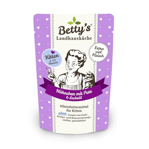 Betty's Kitten Landhausküche Frischebeutel Nassfutter Katze Huhn & Pute 100 g, schonend gegart, hohe Bioverfügbarkeit, für alle Katzenrassen geeignet von Boswelia