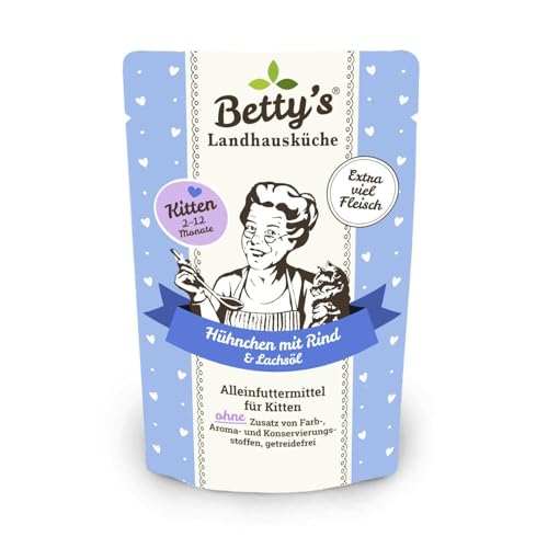 Betty's Kitten Landhausküche Frischebeutel Nassfutter Katze Huhn & Rind 100 g, schonend gegart, hohe Bioverfügbarkeit, für alle Katzenrassen geeignet von Boswelia