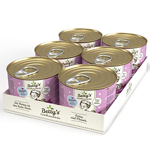 Betty's Kitten Landhausküche Nassfutter Katze Huhn & Pute, 6 x 200 g, schonend gegart, hohe Bioverfügbarkeit, für alle Katzenrassen geeignet von Boswelia