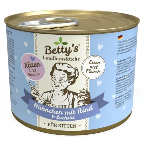 Betty's Kitten Landhausküche Nassfutter Katze Huhn & Rind, 200 g, schonend gegart, hohe Bioverfügbarkeit, für alle Katzenrassen geeignet von Boswelia