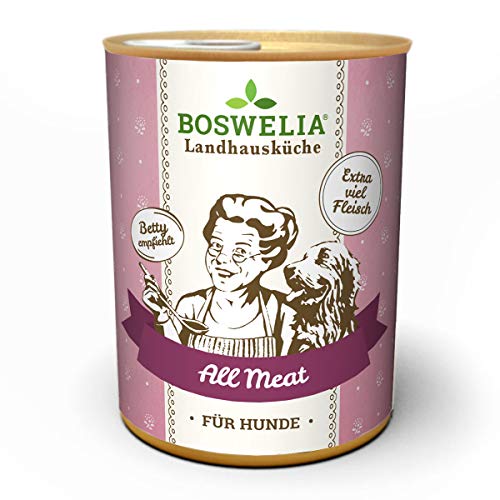 Betty´s Landhausküche Dose Nassfutter Hund, getreidefrei, Beste Qualität, hochwertiges Fleisch, schonend gegart, Bettys, für alle Hunderassen geeignet, All Meat 800 g von Boswelia