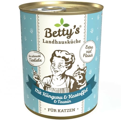 Betty's Landhausküche Dose Nassfutter Katze, getreidefrei, Beste Qualität, hochwertiges Fleisch, schonend gegart, für alle Katzenrassen geeignet, Känguru mit Kartoffeln und Geflügel 400 g von Boswelia