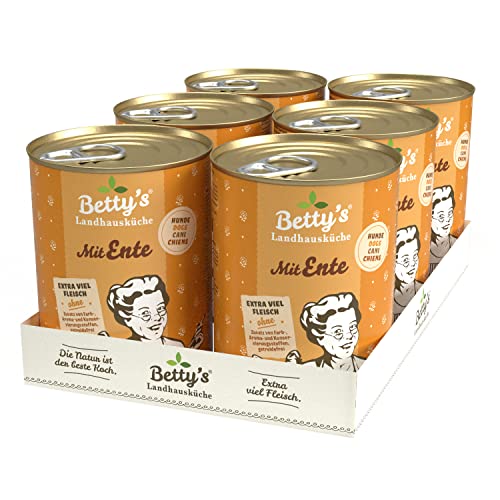 Betty's Landhausküche Hund Ente und Geflügel 6 x 400 g Für alle Hunderassen geeignet Hohe Bioverfügbarkeit Wir achten auf Beste Qualität von Boswelia