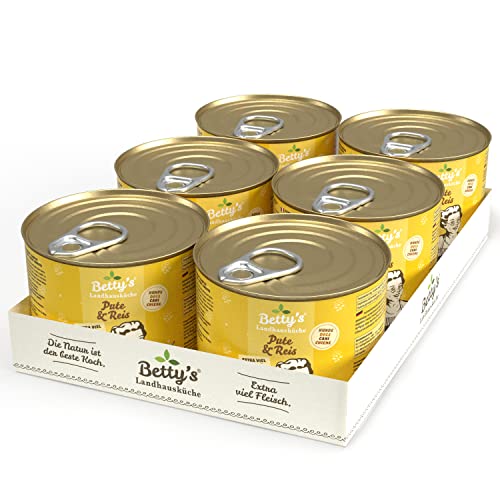 Betty's Landhausküche Hund Pute & Reis 6 x 200 g Für alle Hunderassen geeignet Hohe Bioverfügbarkeit Wir achten auf Beste Qualität von Boswelia