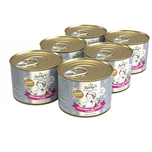 Betty' s Landhausküche Senior Katze Hühnchen mit Kürbis & Lachsöl 6X 200g von Boswelia