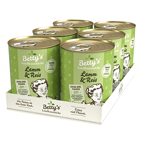 Betty's Landhausküche Hund Lamm & Reis 6 x 400 g Für alle Hunderassen geeignet Hohe Bioverfügbarkeit Wir achten auf Beste Qualität von Boswelia