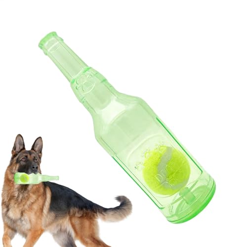 Ball in einem Flaschenhundspielzeug | Bierflasche mit Tennisballhundspielzeug | Haustierkauen Bierflasche mit Tennisball | Unzerstörbare quietschende Hundespielzeug von Botiniv