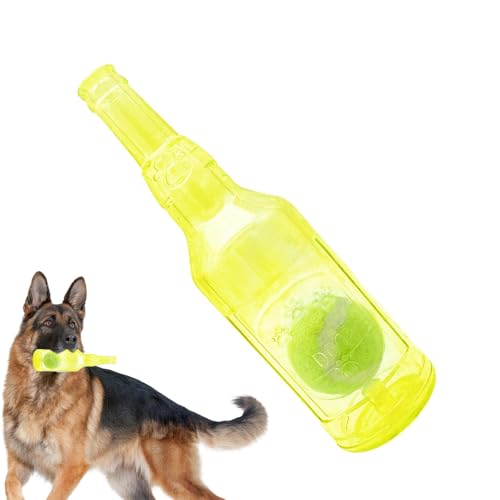 Ball in einem Flaschenhundspielzeug | Bierflasche mit Tennisballhundspielzeug | Haustierkauen Bierflasche mit Tennisball | Unzerstörbare quietschende Hundespielzeug von Botiniv