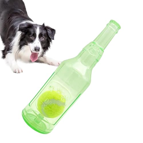 Ball in einem Flaschenhundspielzeug | Bierflasche mit Tennisballhundspielzeug | Haustierkauen Bierflasche mit Tennisball | Unzerstörbare quietschende Hundespielzeug von Botiniv